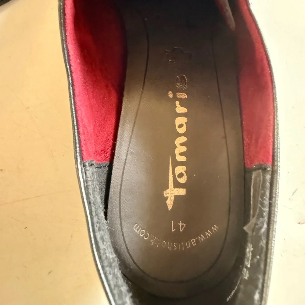 NEW Elegant Black Leather Tamaris Women's Oxford Shoes, Made in Germany, size 41 - Picture 8 of 10